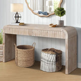 59'' Vintage Crafted Entryway Table,Two Hidden Handle Drawers,Farmhouse Console Table ,Easy W1445P214058