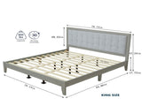 Solid Wood Platform Upholstered Headboard King Bed N758P197693G