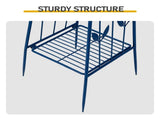 6.2ft Dark Blue 4-Blade Iron Windmill with 4-Leg Stand and Storage Shelf 23070968