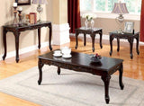 3pc Coffee Traditional Style Dark Cherry Finish Cabriole Legs And Intricate Design 1x Coffee B011P356773