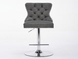 Thick Chrome Swivel Velvet Barstools,Adjustable 25-33"Height,Modern Upholstered with17.7" W1143P335043