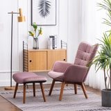 Leiria Contemporary Silky Velvet Tufted Accent Chair with Ottoman, Mauve T2574P164274