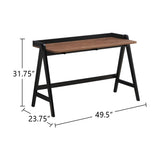 ZNTS Writing Desk with USB Ports in Walnut and Black B016P164969