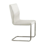 Set of 2 Padded White Leatherette Side Chairs with L-Shape Leg in Chrome Finish B016P156823