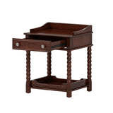 Retro Style Nightstand with Drawer and Open Shelf for Bedroom, Bedside Table with Turned Legs and N733P206240D
