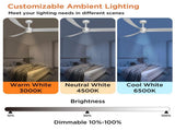 52 Inch Ceiling Fans with Lights Led Remote Control Low Profile Flush Mount for Living Room Bedroom 67060596