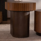 Set of 2 Fluted Oval Coffee Table - Solid Wood & MDF Nesting Coffee Table Set , W3158P323241
