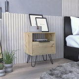 Augusta Nightstand , End Table, Side Table Single Door Cabinet, Hairpin Legs -Light Oak B20092073