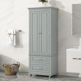 Tall Storage Cabinet with Two Drawers for Bathroom/Office, Grey WF299284AAE
