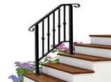 Matte Black Outdoor 2-Step Iron Handrail 08040361