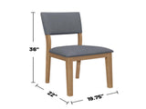 Set of 2 Blue Fabric Upholstered Dining Chairs, Brown B016P227282