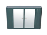 Army Green Wall-Mounted Bathroom Cabinet with Mirror, 2 Mirrored Doors & Open Shelf, Farmhouse Metal W3122P272875