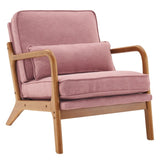 ZNTS Oak Armrest Oak Upholstered Single Lounge Chair Indoor Lounge Chair Pink 54837956