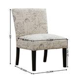 Botticelli English Letter Print Fabric Armless Contemporary Accent Chair T2574P164254