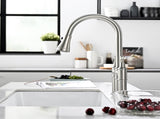 3 Hole Brushed Nickel Bridge Kitchen Faucet with Down Sprayer,2 Handle Faucet for Kitchen Sinks W1932P186913