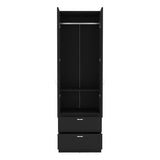 Armoire Wardrove 76" H, Hanging Rod, 2 Drawers, 1 Shelf, Black B097P199751