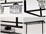 6-Light Farmhouse, Modern Industrial Linear Rectangular Crystal Pendant Light Cage W1592P232593
