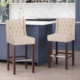 Modern Minimalist Metal Leg Stool, Beige, 30" Height, High Density Fabric Seat, Commercial Grade 70678.00FBGE