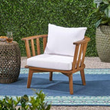 Outdoor Acacia Wood Patio Club Chair, Wooden Patio Furniture,Waterproof Thick Cushion Deep Seating 64851.00WHI