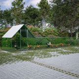 ZNTS 26'Lx6.7'Wx6.6' ft Large Metal Chicken Coop, Walk-in Chicken Run, Galvanized Wire Poultry Chicken W2505P197224