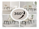 Modern minimalist white PU leather Dining Chairs Set of 2, comfortable backrest design, metal leg W1727P426736