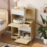 Furniture Style Multi-use Natural Cat litter box hosue With 2 flip-down door N843P251413N