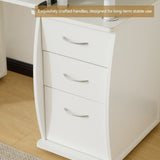 ZNTS Embossed White Particle Board with Melamine Laminate 1155574cm One-Door Three-Drawer Computer Desk 28344115