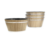 Set of 4 Large 11.81-inch Whiskey Barrel-Style Planters with Drainage Holes, Durable Plastic Flower 72196689