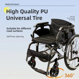 Aluminum Foldable Lightweight Adult Wheelchair, New Square Tube Design, 18" Seat with Front and Rear W3121P297492