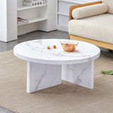 A white MDF material circular patterned coffee a 31.4-inch white center modern coffee W1151131600