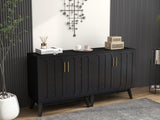 Mid Century Modern Fluted Sideboard with Adjustable Shelves & Solid Wood Legs, Buffet W1801P272511