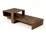 2-Tier Modern Geometric Coffee Table Engineered Wood Low Center Table with Storage Shelf, Waterproof 39393692