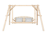 6.5ft Hardwood Patio Garden Outdoor Porch Swing with Stand, Rustic Loveseat Swing Chair for 2 88302644