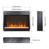 ZNTS 23 inch electric fireplace insert, ultra thin heater crystal & realistic flame, remote control 54886294