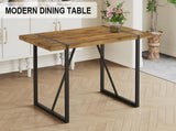 Rustic Industrial Rectangular Wood Dining Table For 4-6 Person, With 1.5" Thick Engineered Wood W2827P427974