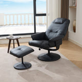 011-Massage Recliner Chair with Ottoman, 360&deg Swivel PU Leather Reclining Chair with Wrapped Base, 5 W2636P262429