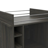 Vegas Bar Cart, Two Tier Cabinet With Glass Door, Six Cubbies For Liquor B128P176150