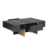 ON-TREND 47.2'' x 31.4''Minimalist High Gloss Coffee Table with 2 Drawers, Multi-Storage Rectangle N721P180693B