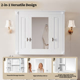 Bathroom Wall Cabinet with Mirror, Wall Mounted Medicine Cabinet with 4 Shelves, Mirrored Door Over N710P252503K
