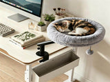 Gray ClampOn Desk Cat Bed Perch, 360&deg Rotatable Elevated Cat Bed with Removable Faux Fur Cover & 17317024