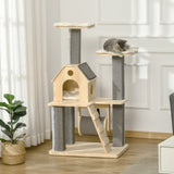 ZNTS Cat Tree for Indoor Cats with Pillow-Covered Perches, Spinning Toy, Modern Climbing Activity Cat 36677720