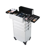 ZNTS 4-in-1 Draw-bar Style Interchangeable Aluminum Rolling Makeup Case Silver 59019860