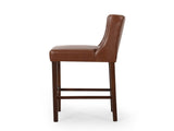 30.5 Inch Seat Height Bar Stool, Light Brown PU Upholstery with Back & Metal Footrest, Counter Stool N780P366612G