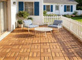 27 PCS Natural Acacia Wood Interlocking Deck Tiles, 12"12" Waterproof AntiSlip Outdoor Flooring 30465069