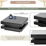 ON-TREND High Gloss Minimalist Design with LED Lights, 2-Tier Square Coffee Table, Center Table for WF295997AAB