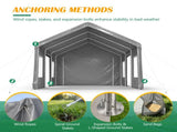 12x20 FT Heavy Duty Carport Canopy, Outdoor Garage with Roll-Up Doors & Mesh Windows, Galvanized W1422P541148