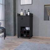 Farson Bar Cart with 2-Side Shelf, 6-Built In Wine Rack and Casters B128P176137