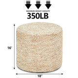 Round Pouf Ottoman Natural Seagrass Pouf Footrest, Foot Stool for Bedroom Living Room Accent 43552738
