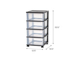 4-Drawer Narrow Plastic Storage Drawer Cart, Black, Set of 2 55824444