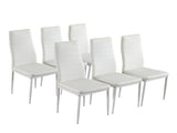 6pcs Elegant Assembled Stripping Texture High Backrest Dining Chairs B White 95666160